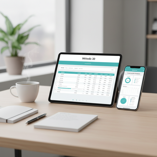 Método 30 - Guía digital de finanzas personales en tablet y smartphone